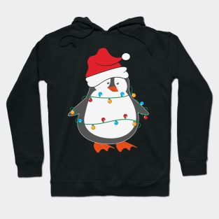 Funny Penguin Santa Hat Christmas Lights Christmas Tree Penguin Lover Christmas Gift Hoodie